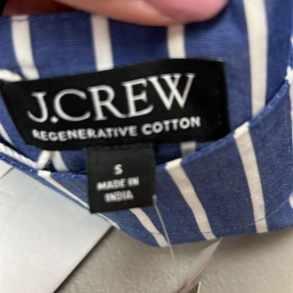 J. Crew CJ011 Blue and white Ciel top in striped cotton poplin NWT missing belt - Picture 7 of 11
